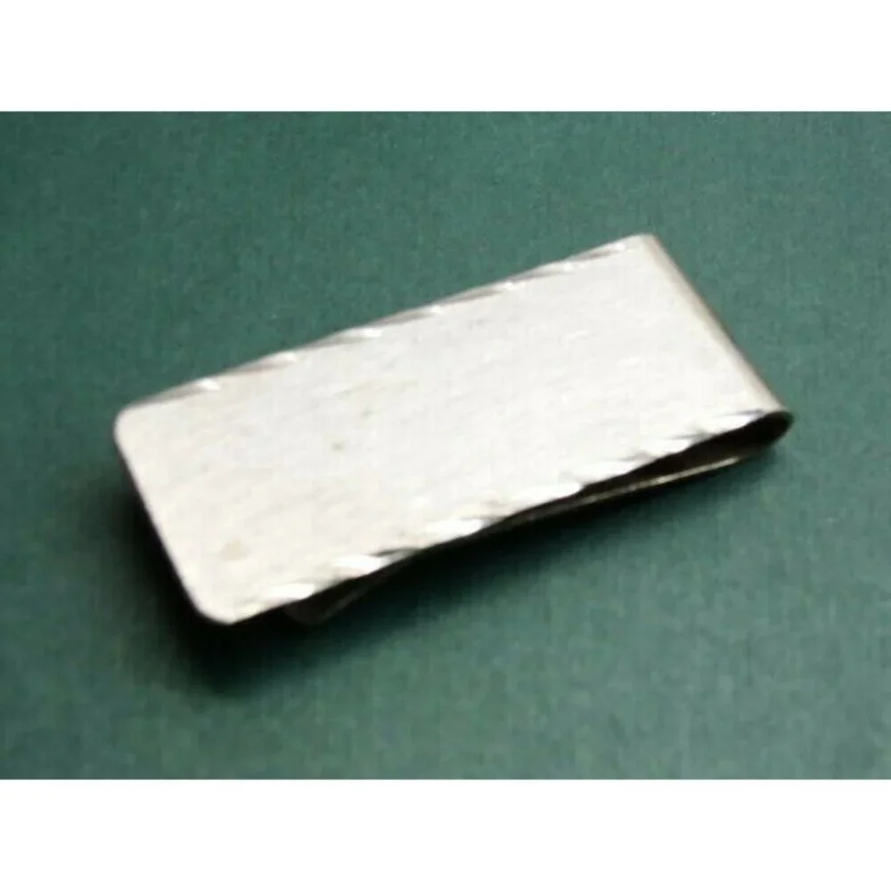 Act II Money Clip Etched Stainless Steel Credit Card Cash Silver Tone Engravable